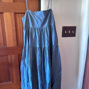 JCrew Denim Blue Spaghetti Strap Dress 8